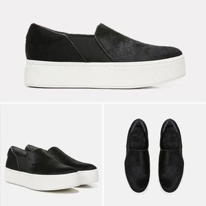 Vince Warren Black Pony Hair Sneaker Sz 6